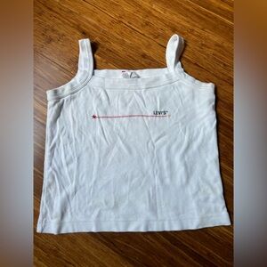 Vintage Levi's White with Red Line Design Crop Tank Top